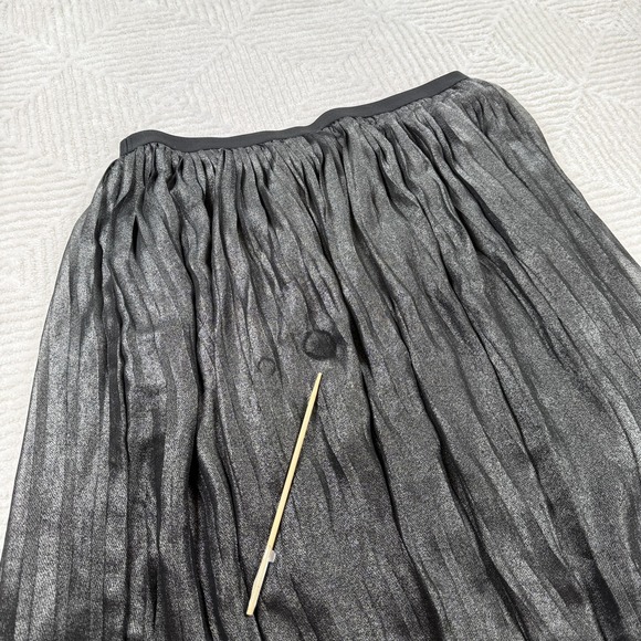 Old Navy Skirt Women XL Black Pleated Midi Metallic Whimsigoth Goth Emo Dark - Picture 5 of 12